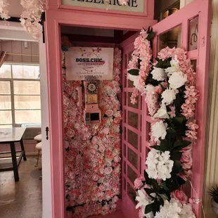 Pinked out phone booth