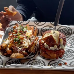 park chick sandwich + loaded fries