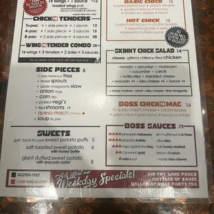 Chicken menu.
