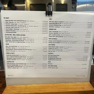Ohio Beer Menu