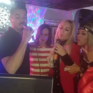 a group of people dressed in costumes