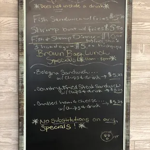 Specials on this day