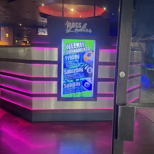 a neon lit bar