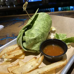 Italian wrap (not grilled) and a side of mango habanero sauce.