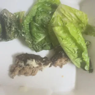 Wilted lettuce / burnt patty