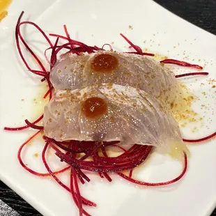 a close up of a plate of food