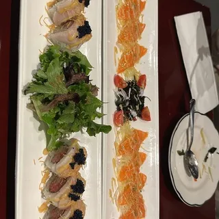 Carpaccio with Spicy Miso and Yuzu Citrus Sauce