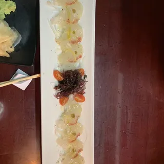 Red snapper Carpaccio with Yuzu Citrus Sauce and Olive Oil