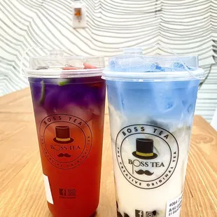 Pink Butterfly and Arctic Lychee Yogurt with boba (seasonal drink)