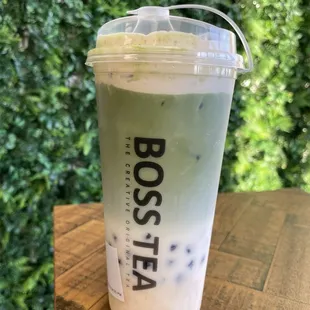 Tiramisu Matcha w/ add on of Black Boba
