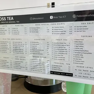 Drink menu