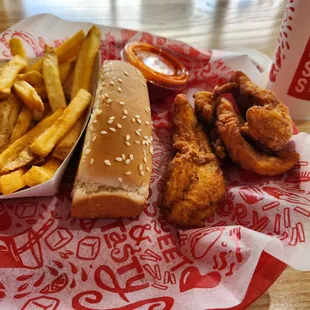 a sandwich and fries