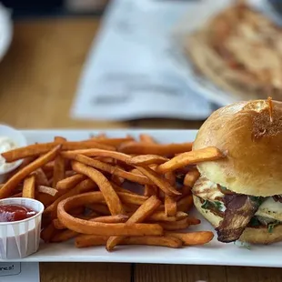 SeaBass sandwich w sweet Potato fries