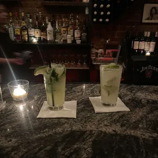 Mojito and caipirinha