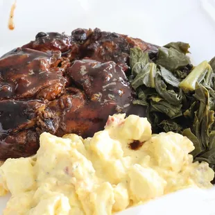 BBQ Chicken Combo w/ Potato Salad and (pork free) Collard Greens