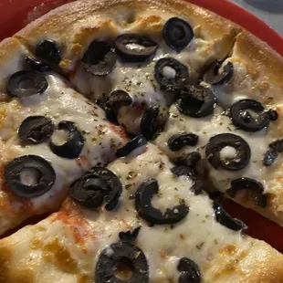 8" black olive pizza
