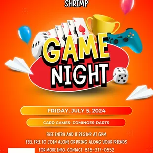 Game night at Bossladys on July 5th beginning at 6pm! Bring a buddy or come alone and play with others