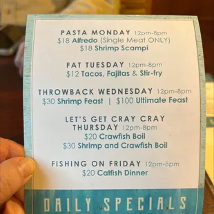 a menu for a restaurant