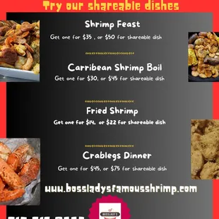 Try our shareables right here at Bossladys Famous Shrimp