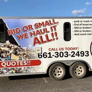 Bossman's Trash Hauling's 20 foot, enclosed, trash trailer