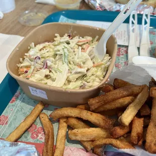 Cole slaw and fries