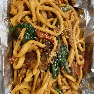 Dry fried somen with chicken