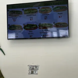 a menu on the wall
