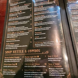 Appetizer, soup, and salad menu