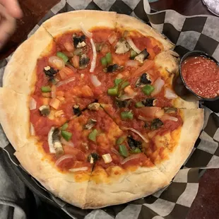 Vegan personal pizza.