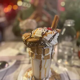 an ice cream sundae on a table