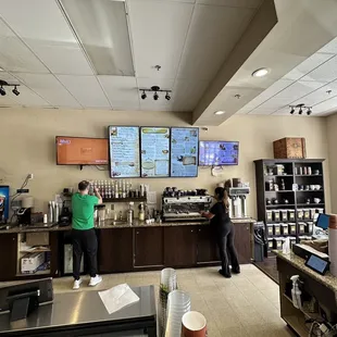 two people in a coffee shop