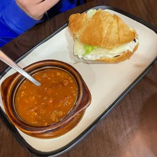 Chicken Salad Croissant and Chili
