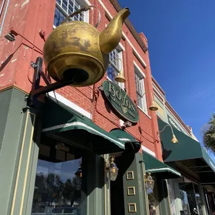 The brass kettle out front.