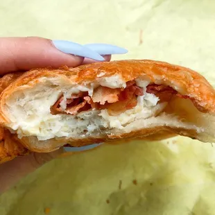 Egg, Cheese, bacon sandwich on a fresh croissant. Bomb!