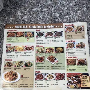 a menu for a restaurant