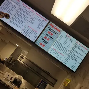 menus on the wall