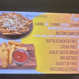 a menu for a restaurant