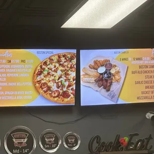 a variety of pizzas