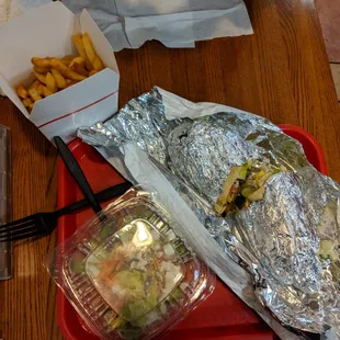 Chicken Wrap $8.38 with Basil Aioli, with fries added Boston Kebab House 8/2018