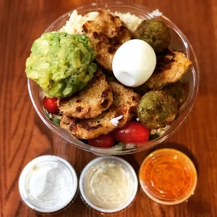 Chicken Kofte Kebab and apple salad bowl with boiled egg and avocados $11ish worth it