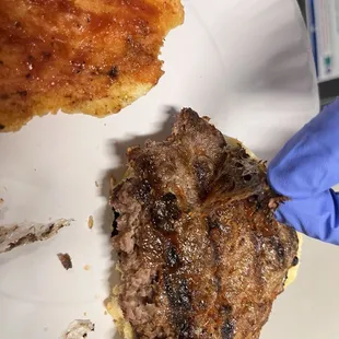 Plastic cooked onto burger