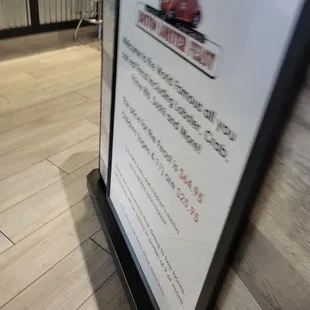 So they don't have a menu because it is all you can eat but this is the price sign! Lots of line options.