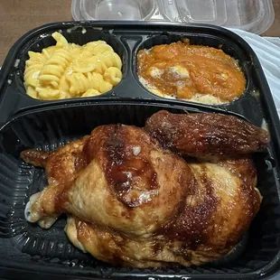 a chicken and macaroni in a plastic container