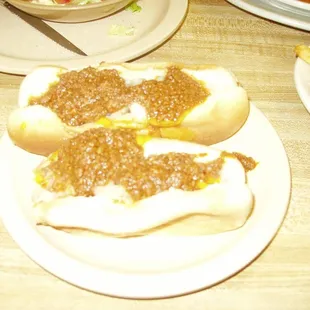 Two chili dogs from Boston Sandwich. They make a pretty good dog.