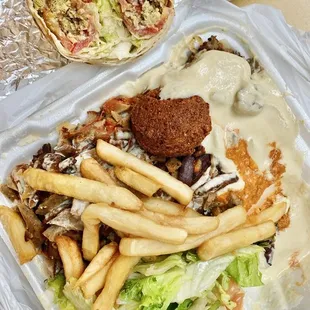 Lamb shawarma plate and Lamb Shawarma Sandwich