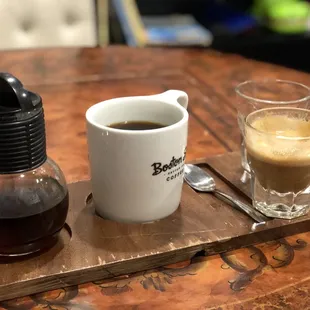 Ethiopian pour over and a Cortado