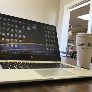 Convenient spot in the old office space to set up your laptop and get to work...