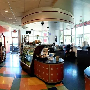 the interior of a coffee shop