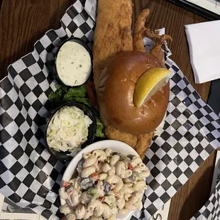 Lobster roll and fish sandwich