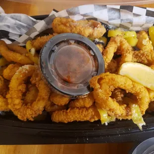 Golden calamari.